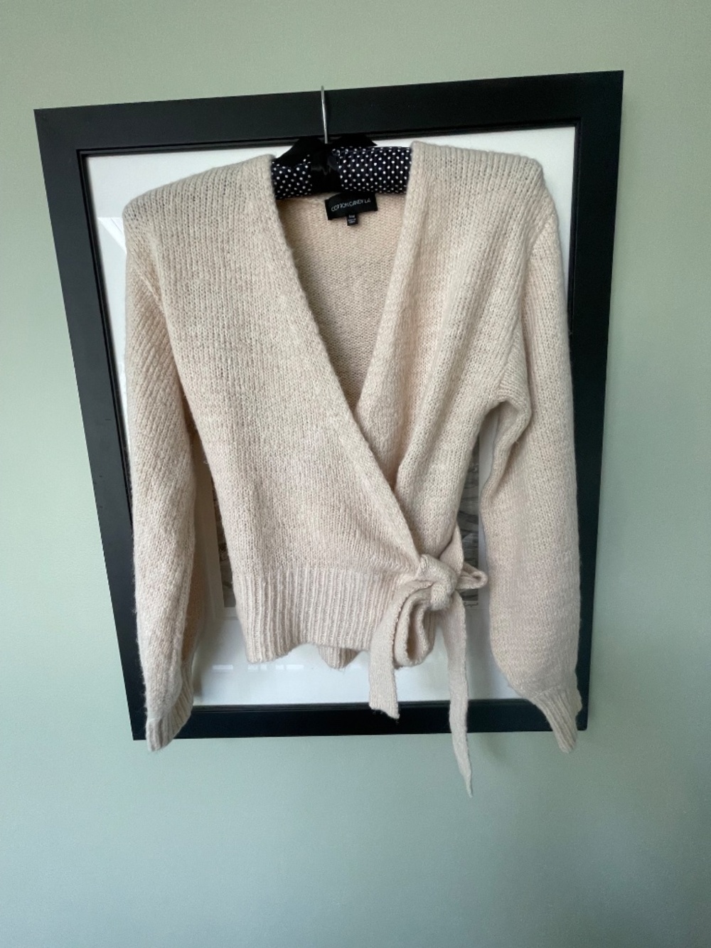 Lulu's - Cream knit wrap sweater w/ Balloon sleeves - S/M